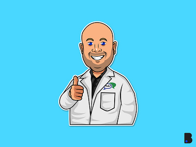 Doctor Portrait bald cartoon character design doctor draw flat illustration mascot medical portrait professional vector