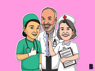 Doctor & Nurse Portrait art avatar cartoon design doctor draw flat illustration mascot nurse portrait portrait illustration vector
