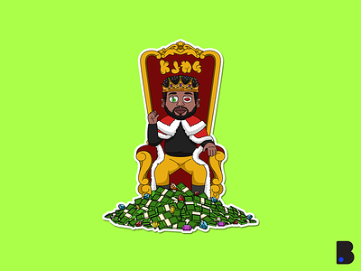 King Sitting on The Chair cartoon chair character diamond draw glory illustration king man mascot money prince rich vector