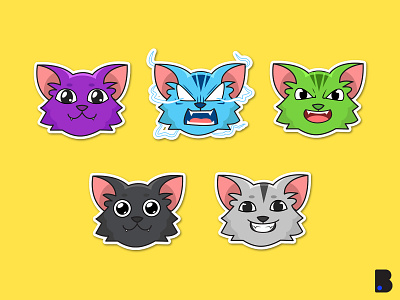 Cat Emote animal badge badges cartoon cat cute discord emote emotes game illustration streamer twitch vector youtube