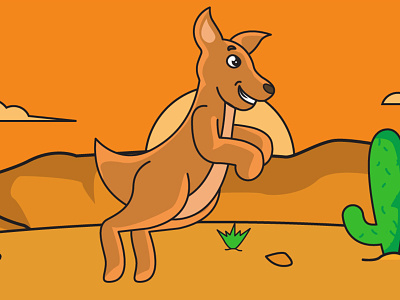 Kangaroo Jumping animal art cartoon character children cute draw illustration jumping kangaroo mascot vector