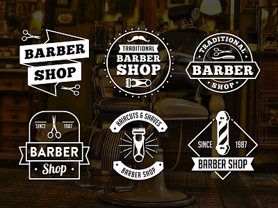 Baber Shop Logo & Badge badge barbershop emblem hairdresser logo premium retro scissors set shave shop vintage