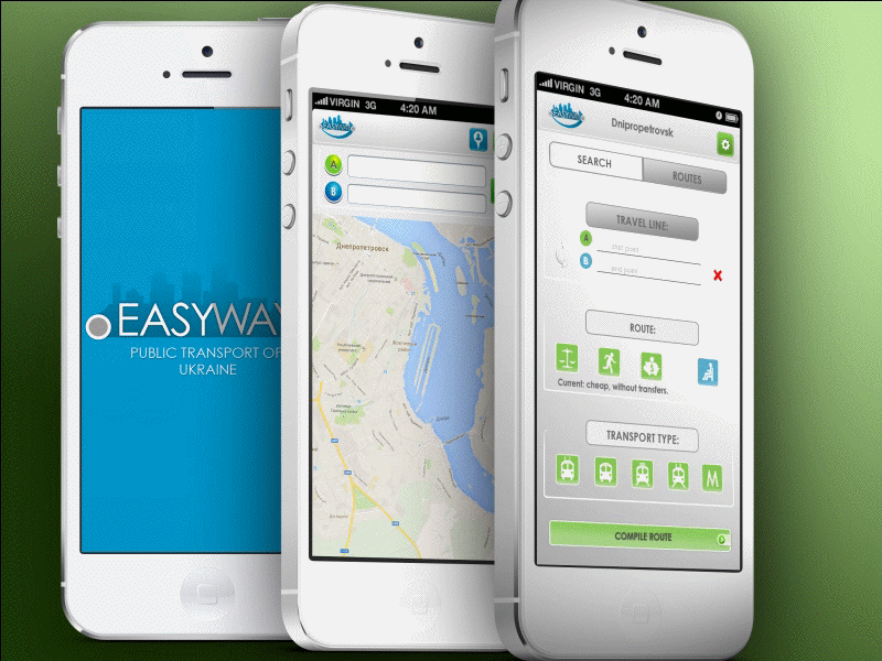 Easy Way - public transport routes app design concept by Agilie.