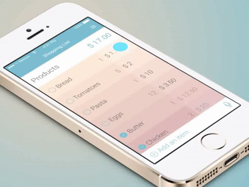 Shopping List app design concept by Agilie