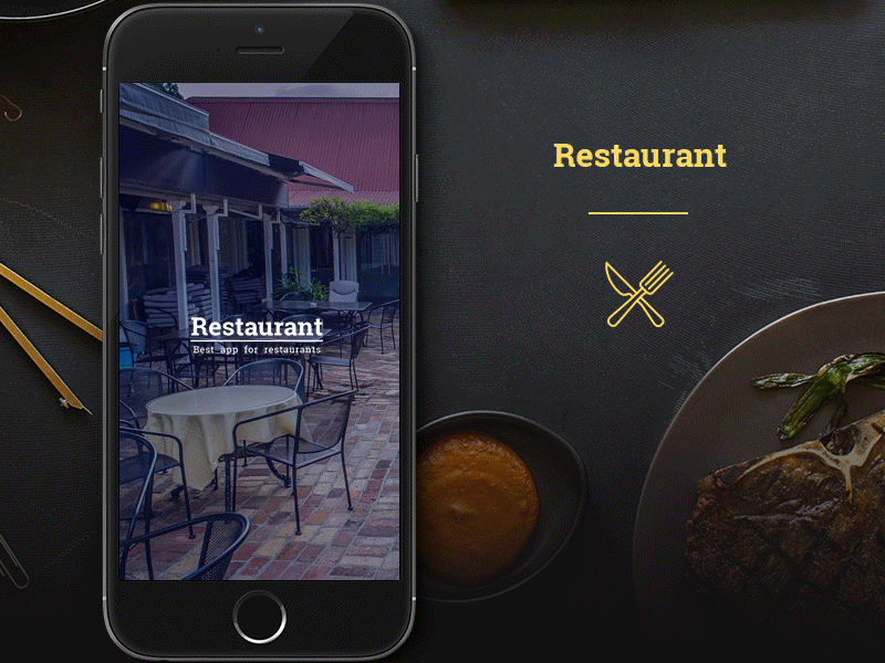 FREE template to Restaurant app design concept android animation art cafe flat clean simple horeca interface mobile ios iphone restaurant ui ux