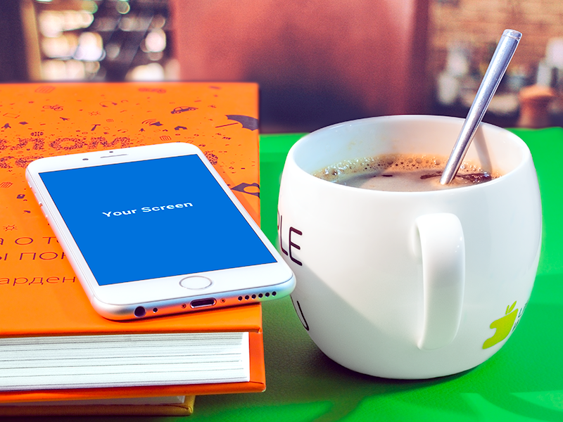 Free mockup Iphone 6+ with coffee app design ui ux sketch android mobile ios iphone interface flat clean simple art animation mockup coffee