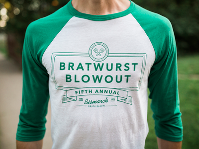 5th Annual Bratwurst Blowout bismarck branding celebrate coschedule design grill summertime tshirt typography