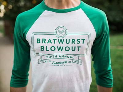 5th Annual Bratwurst Blowout bismarck branding celebrate coschedule design grill summertime tshirt typography
