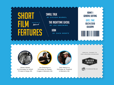 Short Film Tickets blue design film film festival layout makewell movie tickets