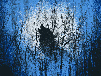 Wolf Moon moon silhouette trees wolf