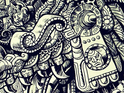 Work in Progress aztec draw illustration quetzalcoatl