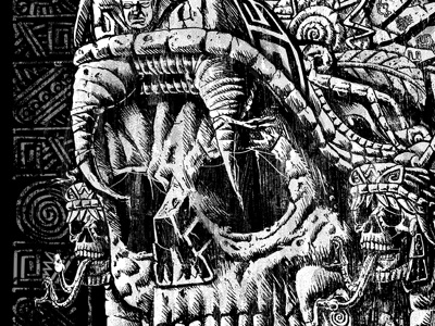 Serpent Warrior aztec blackwhite drawing illustration feathers mexica olmec rattlesnake serpent snake texture toltec warrior