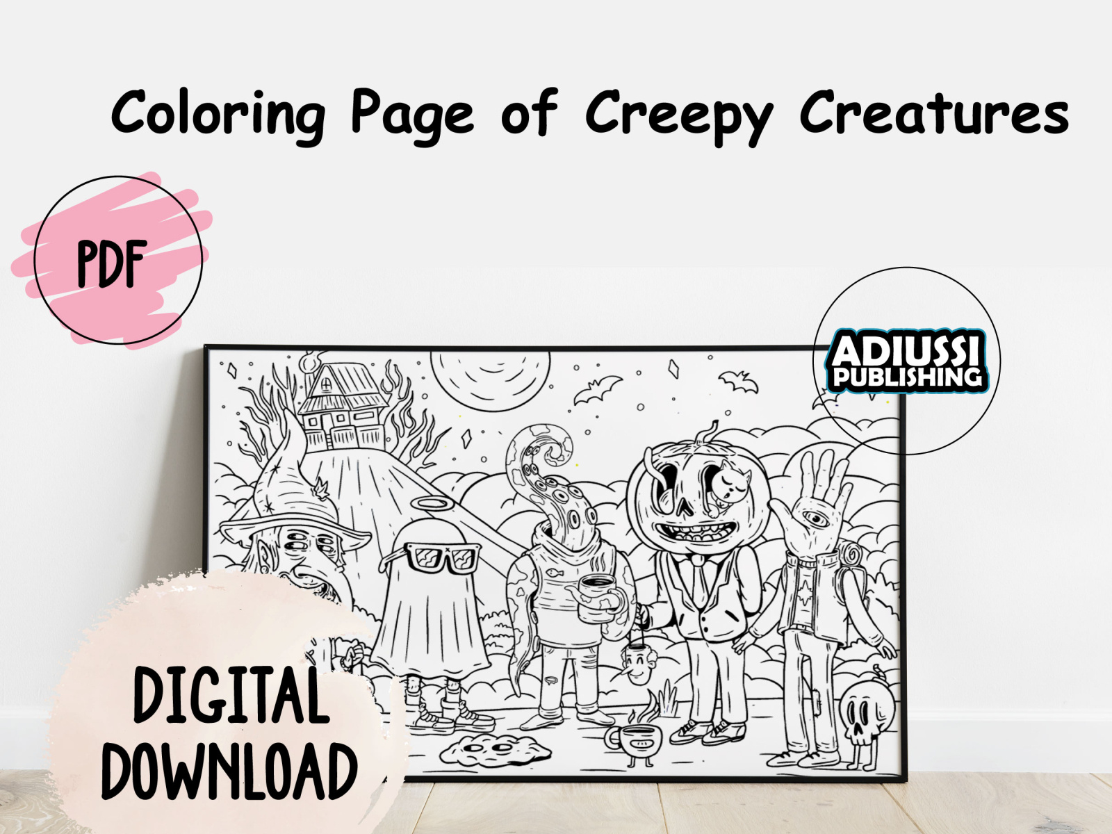 Printable Creepy Creatures Coloring Page by ADIUSSI Art on Dribbble