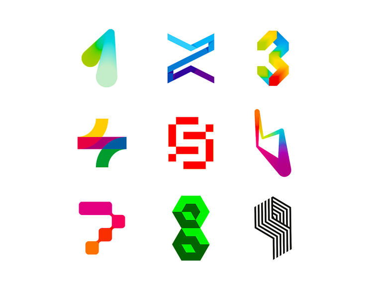 LOGO Alphabet: 1 - 9 numbers by Alex Tass, logo designer on Dribbble