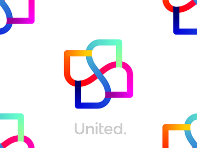 United, USA ambigram monogram logo design