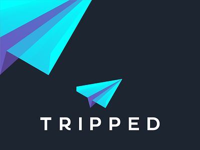 Tripped travel booking app, colorful paper plane logo design