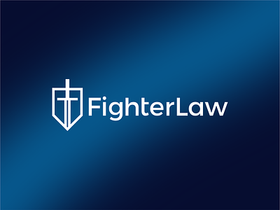 Fighter Law, law firm logo: FL monogram, shield, sword, helmet