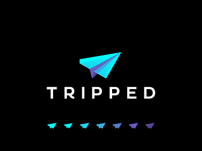 Tripped travel booking app, colorful paper plane logo design