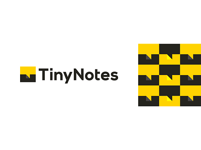 TinyNotes, collaborative notes app logo: T, N, chat, folded note