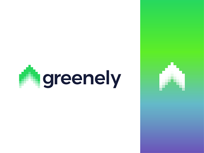 Greenely, smart electricity logo: house, northern lights, arrow