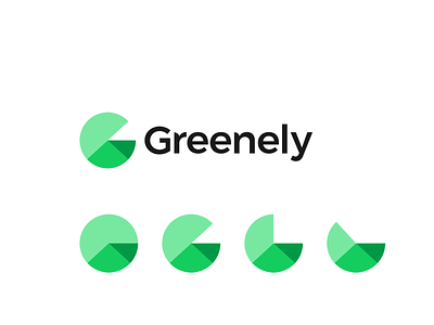 Greenely, green energy logo: letter G, house roof, graphic chart