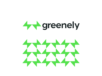 Greenely logo: green energy, smart homes, bolts forming house automation bolt bolts charging consumption corporate energy green home homes house houses lighting lightning logo logo design logomark negative space pattern smart