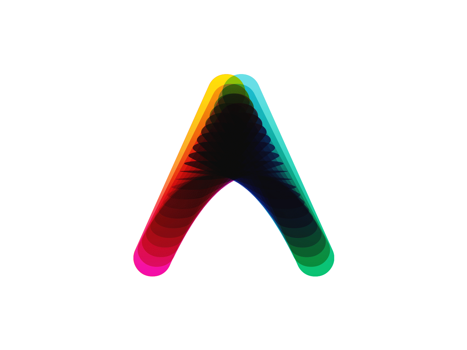 Letter A, dynamic colorful blends, logo design symbol icon