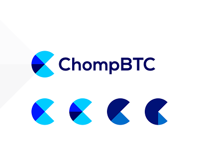 Chomp BTC logo design: letter C, bite, Pacman, graphic chart