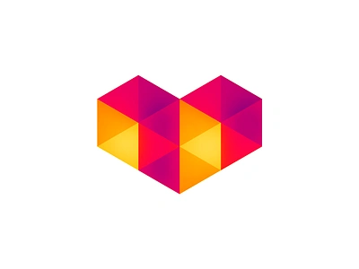 Geometric heart for digital love, logo design symbol icon abstract arrows colorful digital geometry gradient gradients heart icon logo logo design logo designer logomark love low poly marketing minimal minimalist polygons youtube gaming