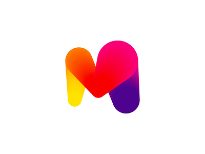 Mmmmm lovely, M + heart, letter mark / logo design symbol / icon