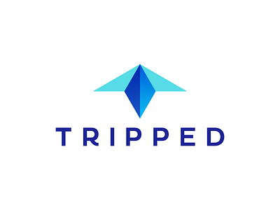 Paper plane + T letter, Tripped travel booking app logo design