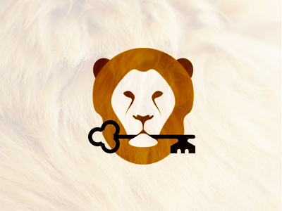 Lion holding key, logo design symbol