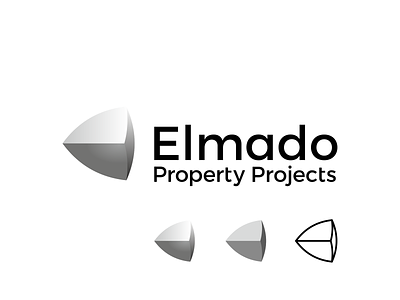 Elmado, property development firm logo: E letter + gomboc shape abstract commercial industrial retail construction management convex three dimensional e equilibrium geometry geometric gomboc hub office investment advisory services letter mark monogram logo logo design logo designer logomark modern projects property property development firm real estate