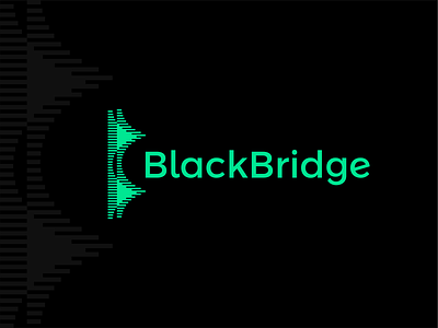 BlackBridge logo design: data + abstract B, BB monogram + bridge abstract b bb big data bridge daas data analysis data analytics data stats data visulization graph chart icon large data letter mark logo logo design logomark modern monogram saas