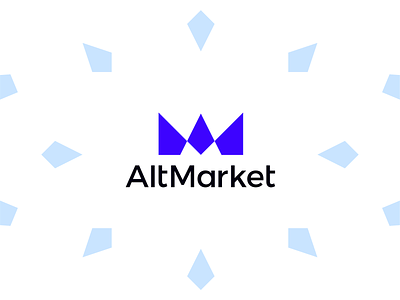 AltMarket crypto market logo: AM monogram + finance chart graph