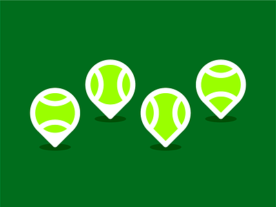 Tennis ball + map pin pointer, logo design symbol icon