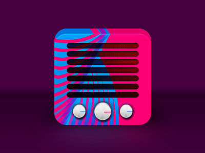 Rive Radio app icon design android app icon illustration ios iphone logo logo design modern music radio retro