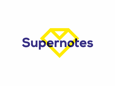 Supernotes logo design: Superman diamond + folded note