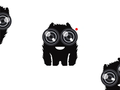 Camera Beast logo design: cute monster + camera lenses for eyes animal beast camera creature cute dslr film fur icon lens lenses logo logo design monster photo photographer photography shutter aperture video wild