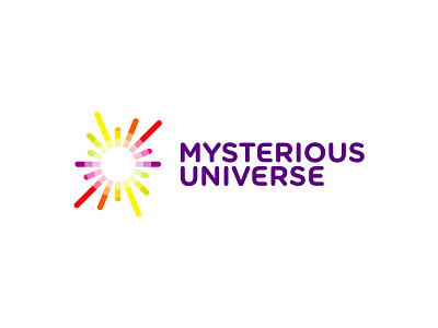 Mysterious Universe logo design big bang burst explosion logo logo design mysterious universe negative space news planet planets podcast radio space stars