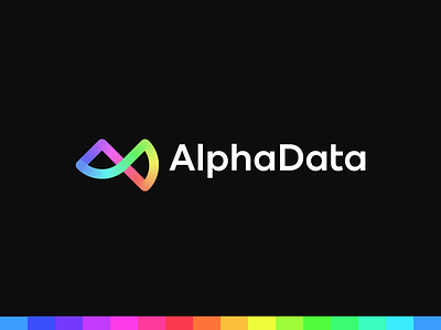 Alpha Data, tech startup logo design: A, D, alpha, graphic chart