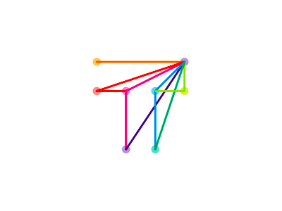 T is for Travel (logo design symbol) arrow colorful connections dots letter mark monogram logo logo design monogram network nodes paper airplane path t travel agency traveling travelling