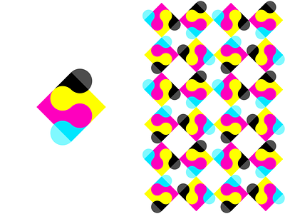 Super Prints logo design: S letter + paper + CMYK color droplets