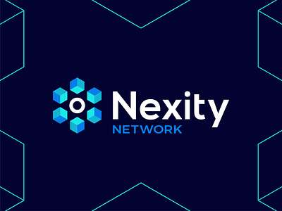 Nexity Network logo design: circular world powered by blockchain