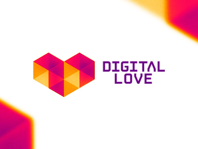 Digital Love logo design abstract digital geometric geometry heart logo logo design love low poly polygons symbol symmetric