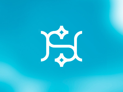 S + H + star monogram, logo design symbol