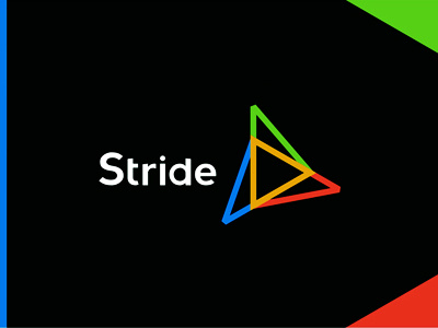 Stride, in-game advertising agency logo design advertising agency geometry in game leap strider logo logo design play studio triangles walking steps