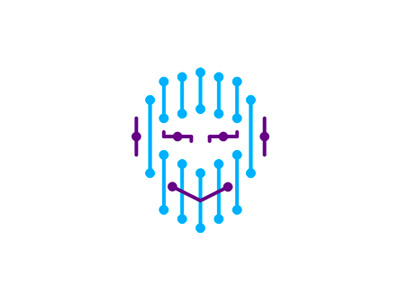 Artificial intelligence AI IT assistant logo design symbol ai artificial intelligence asimov connections digital virtual face friendly character head interactive assistant it logo logo design network neural robot robotics symbol icon mark