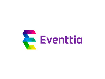 Eventtia, creative technology for events, logo design colorful creative technology digital support e events geometric letter mark letter mark monogram logo logo design