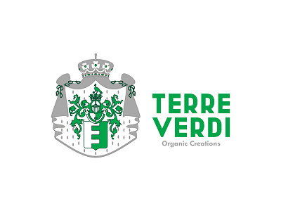 Terre Verdi, organic products logo design crest heraldic heraldry history historic logo logo design logo mark organic creations organic products